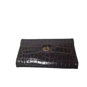 Vtg Stylemark Women's Crocodile Brown Print Clutch